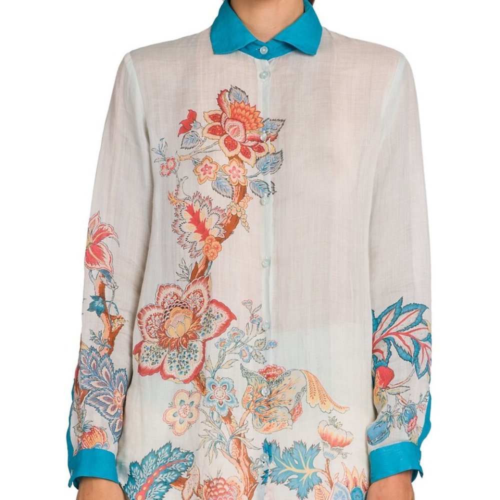Etro Camica Semisheer Floral Shirt